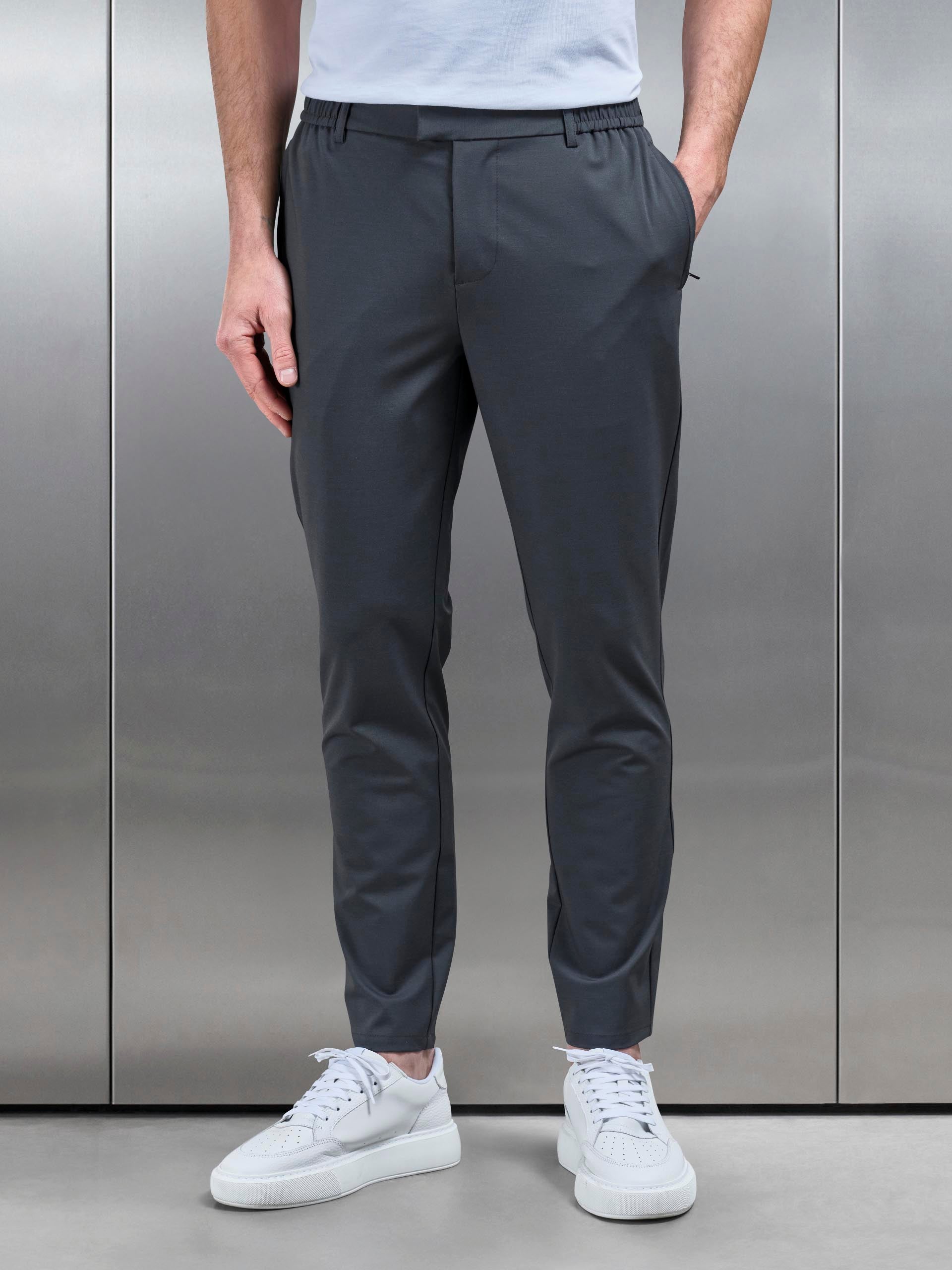 Crease Resistant Stretch Chino Trouser in Grey