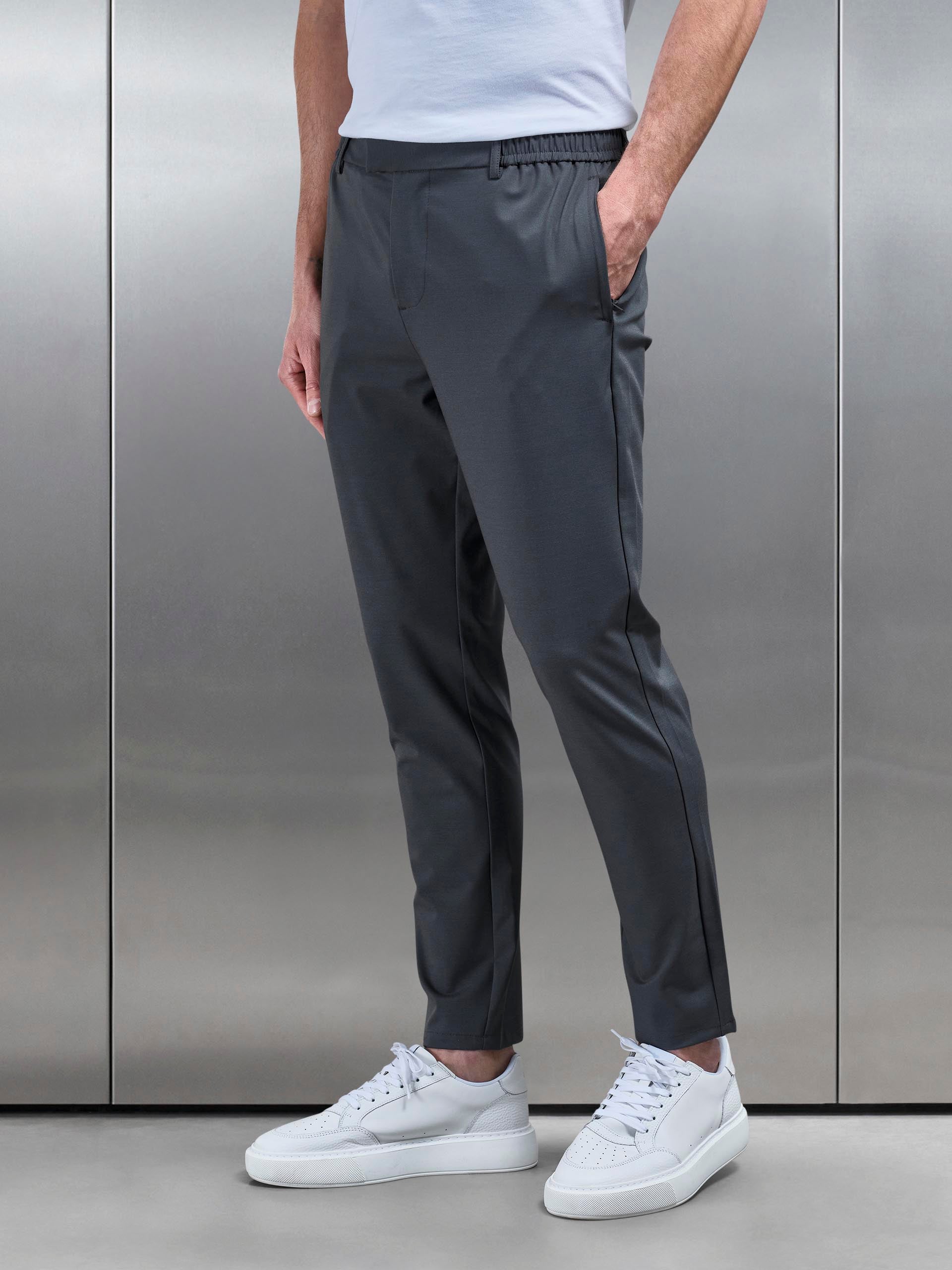 Crease Resistant Stretch Chino Trouser in Grey