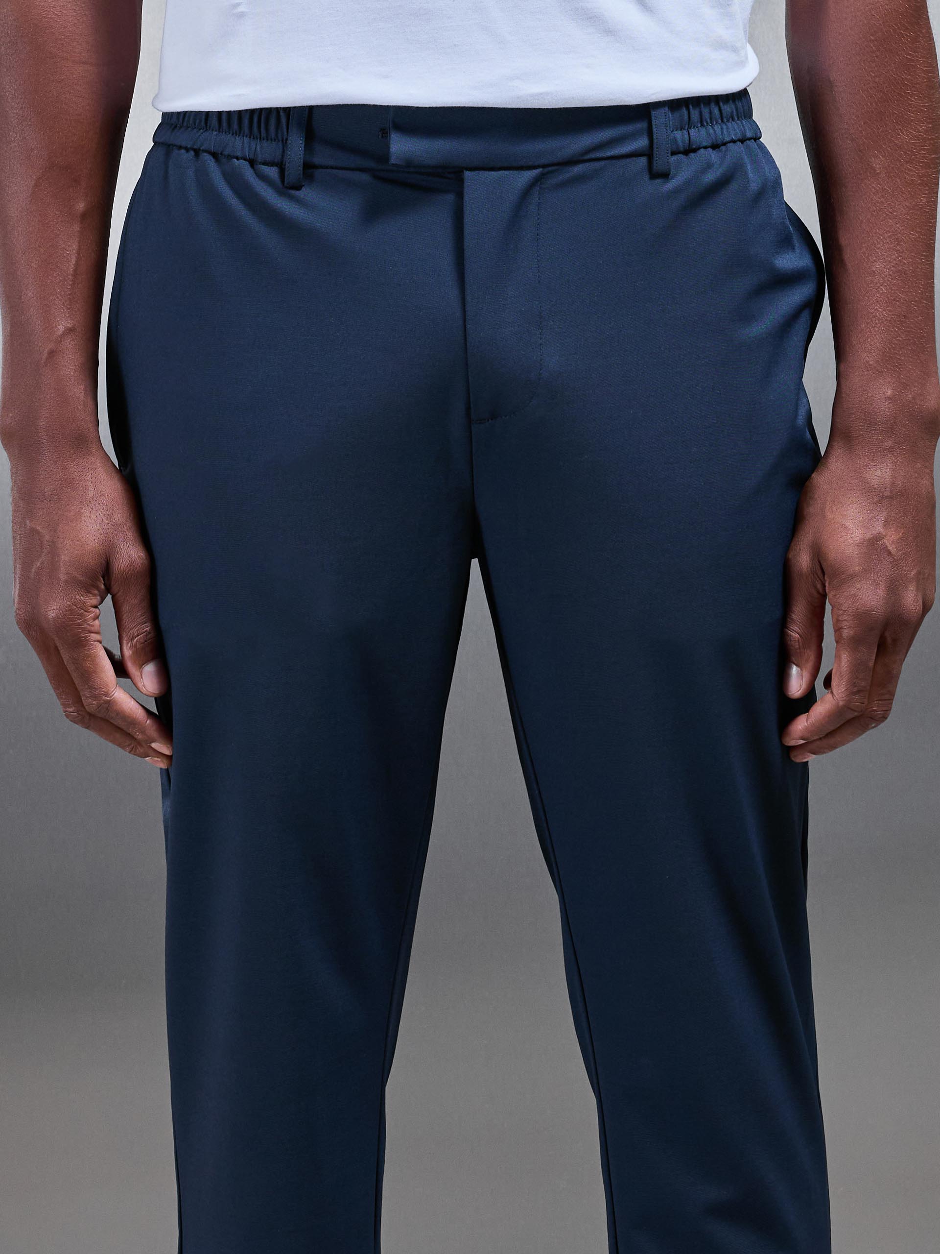 Crease Resistant Stretch Chino Trouser in Navy