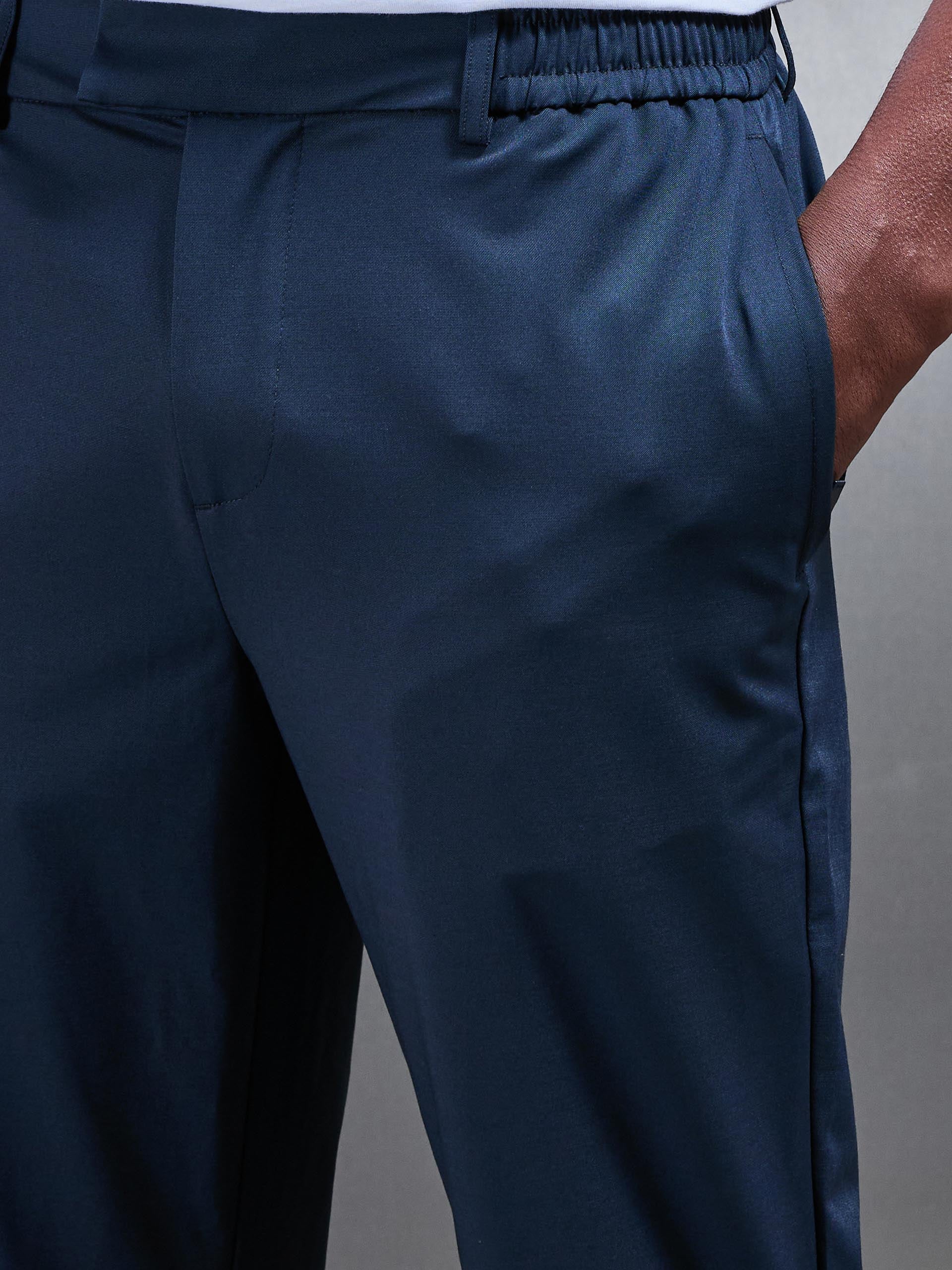 Crease Resistant Stretch Chino Trouser in Navy