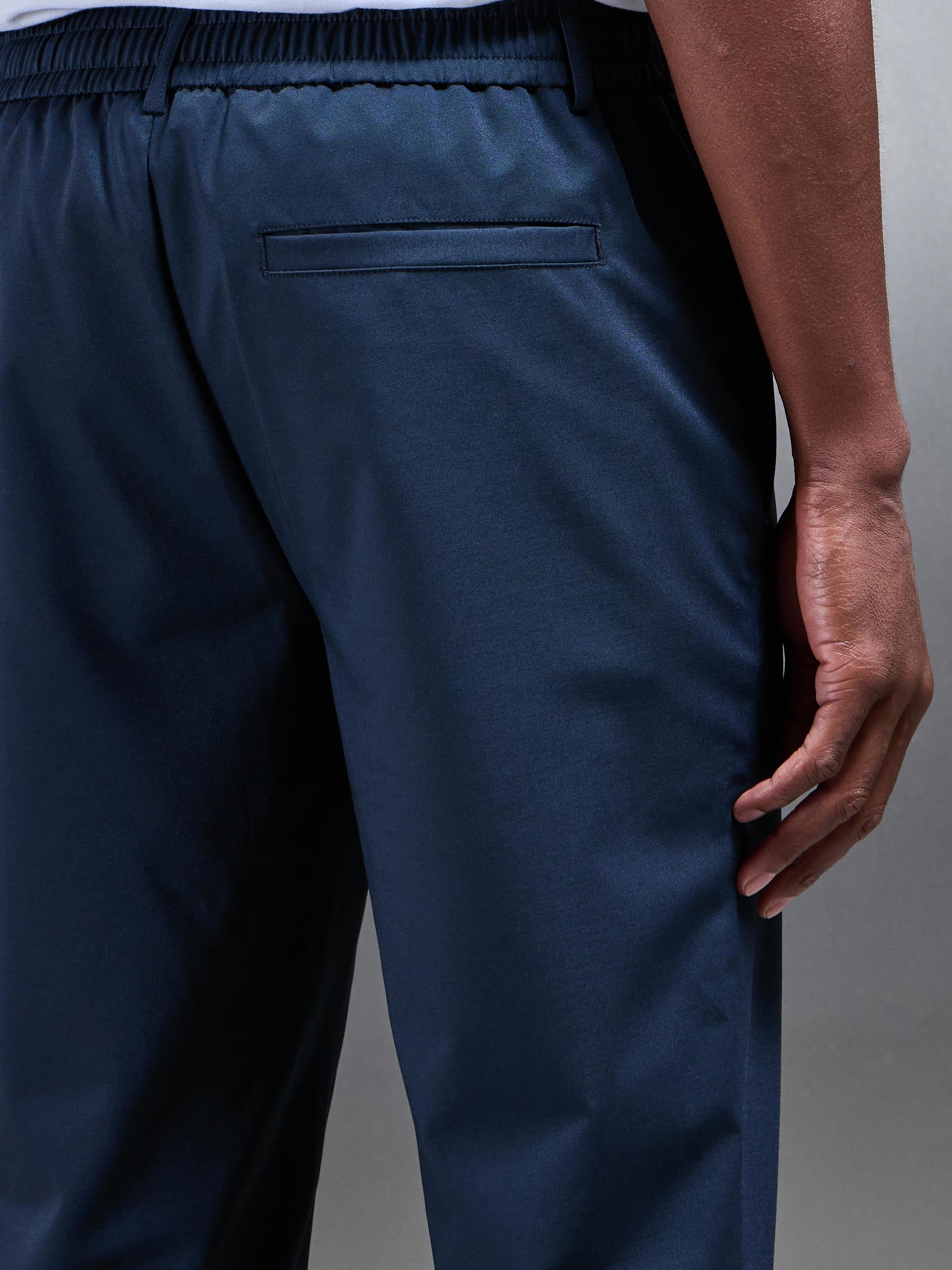 Crease Resistant Stretch Chino Trouser in Navy