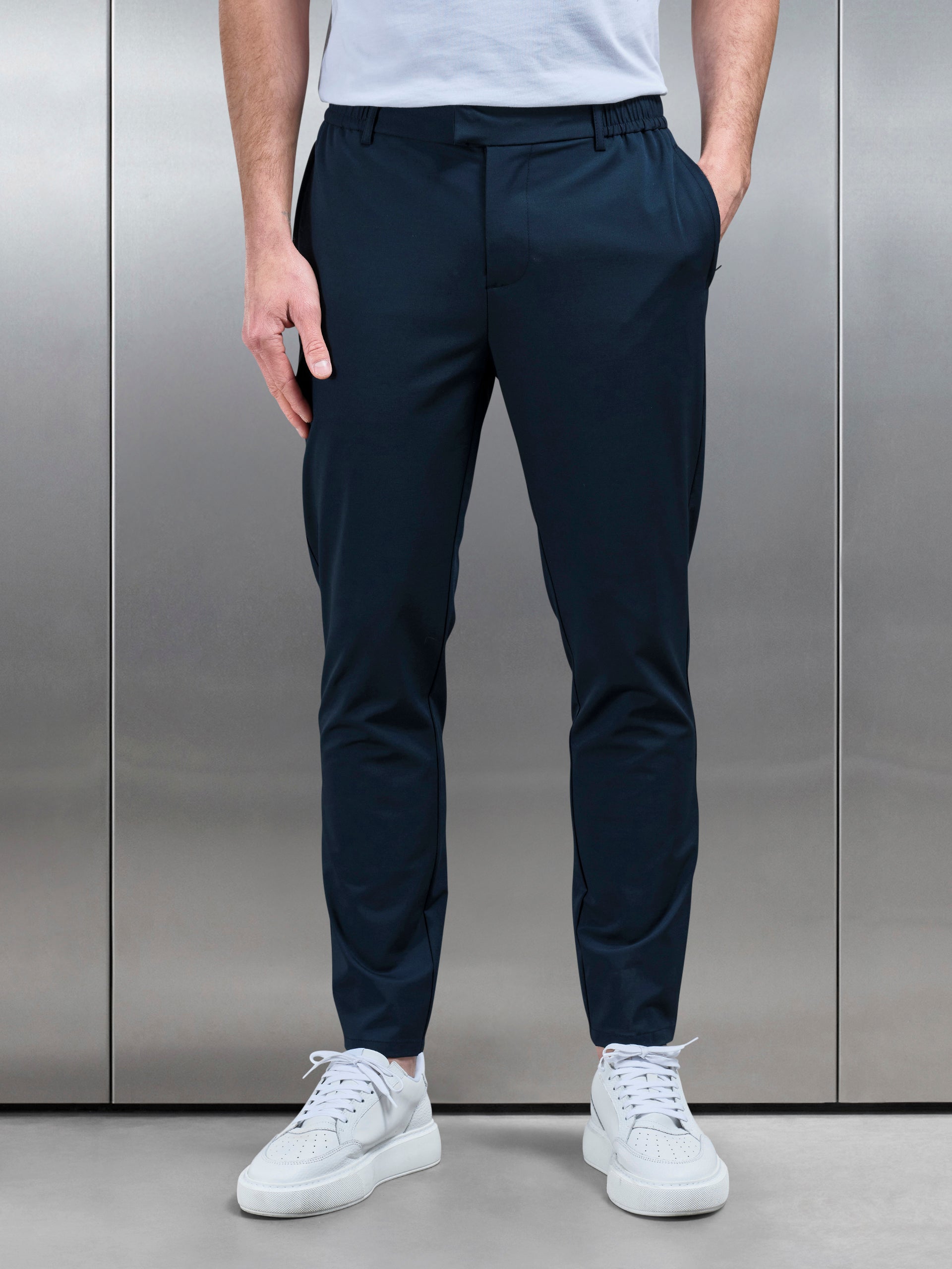 Crease Resistant Stretch Chino Trouser in Navy