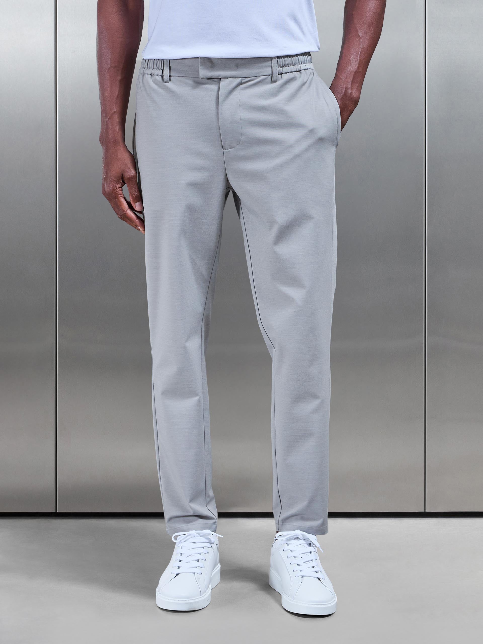 Crease Resistant Stretch Chino Trouser in Stone