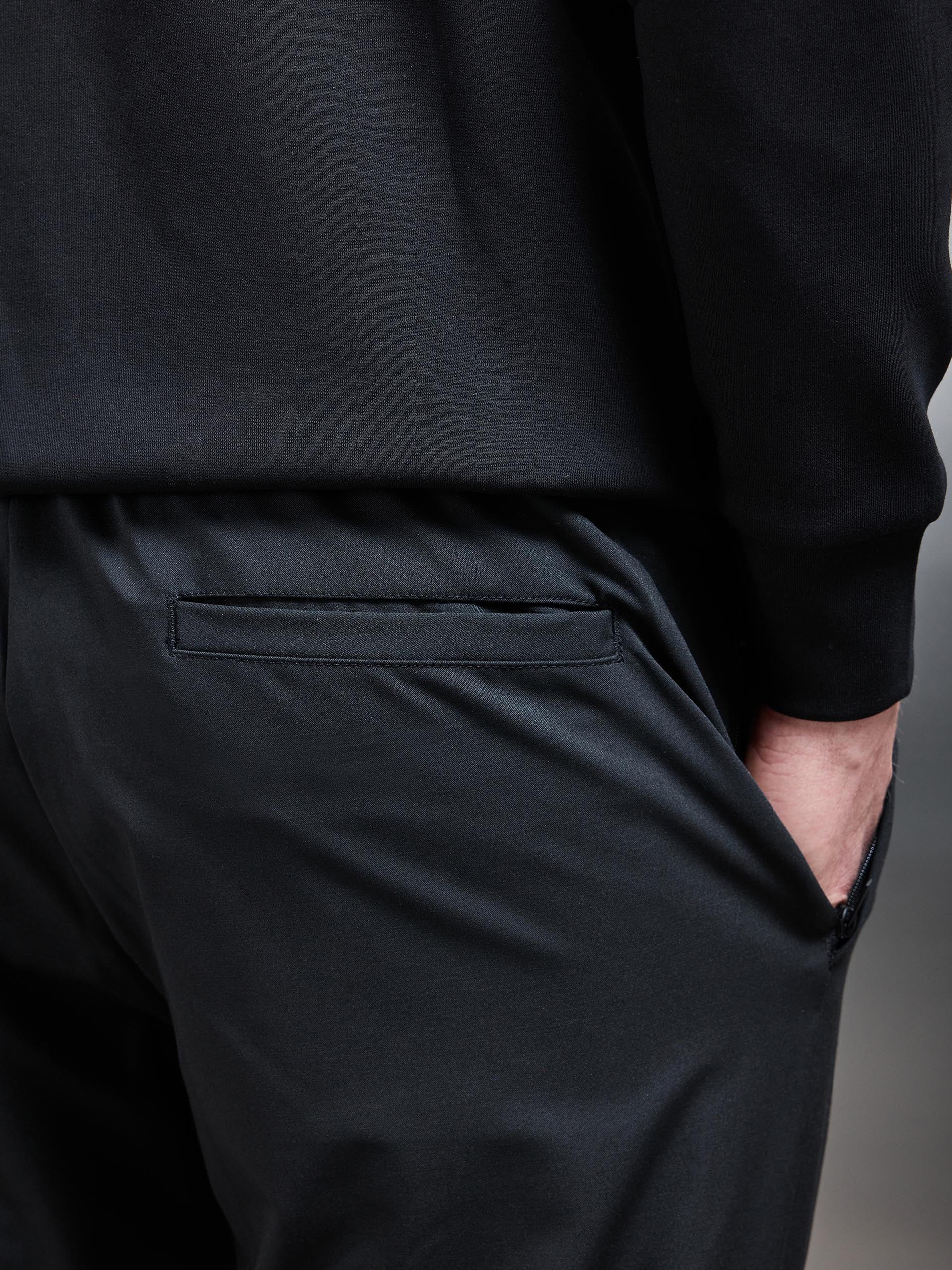 Crease Resistant Stretch Chino Trouser in Black