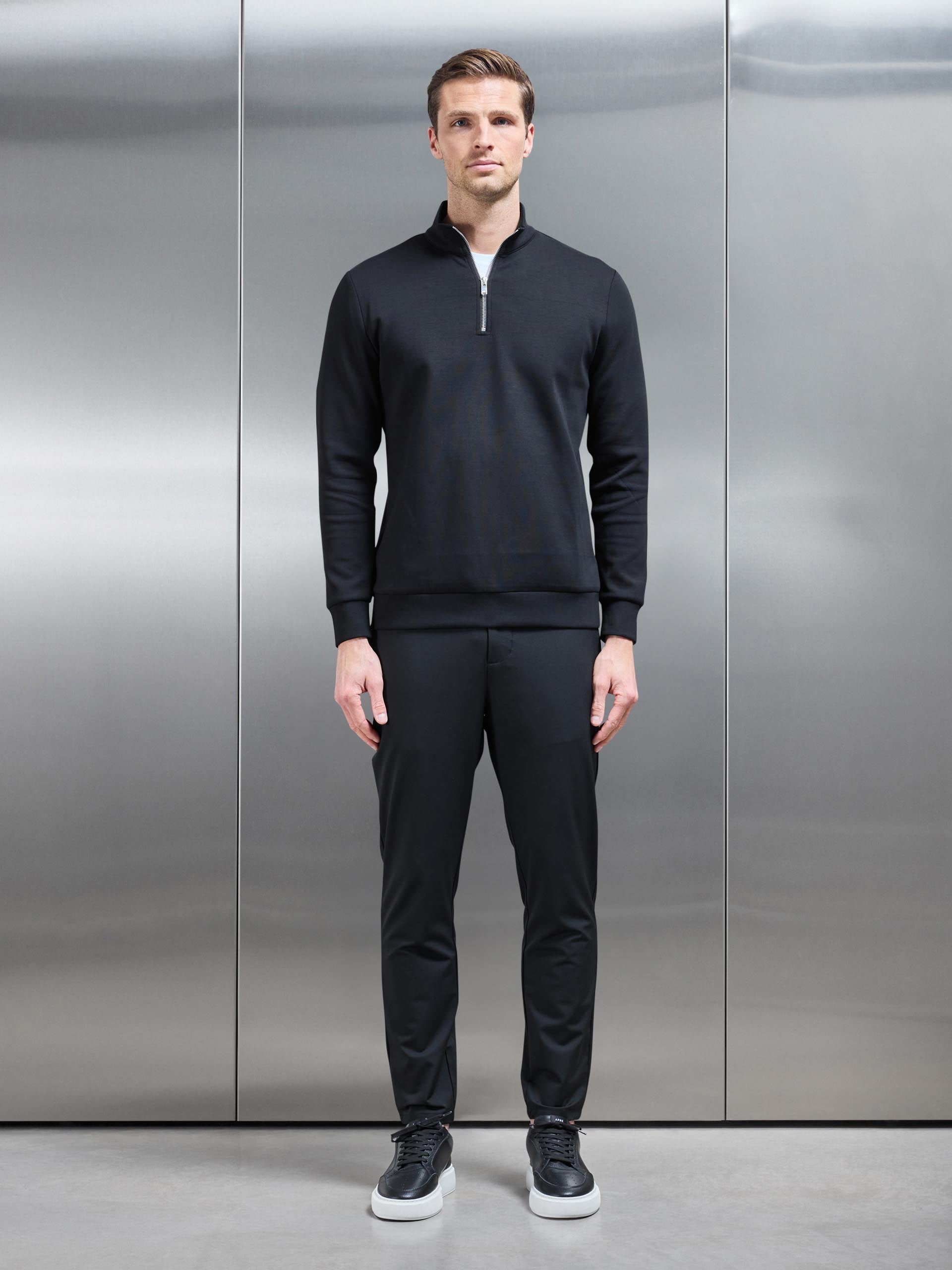 Crease Resistant Stretch Chino Trouser in Black