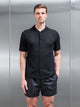 Crochet Revere Collar Shirt in Black
