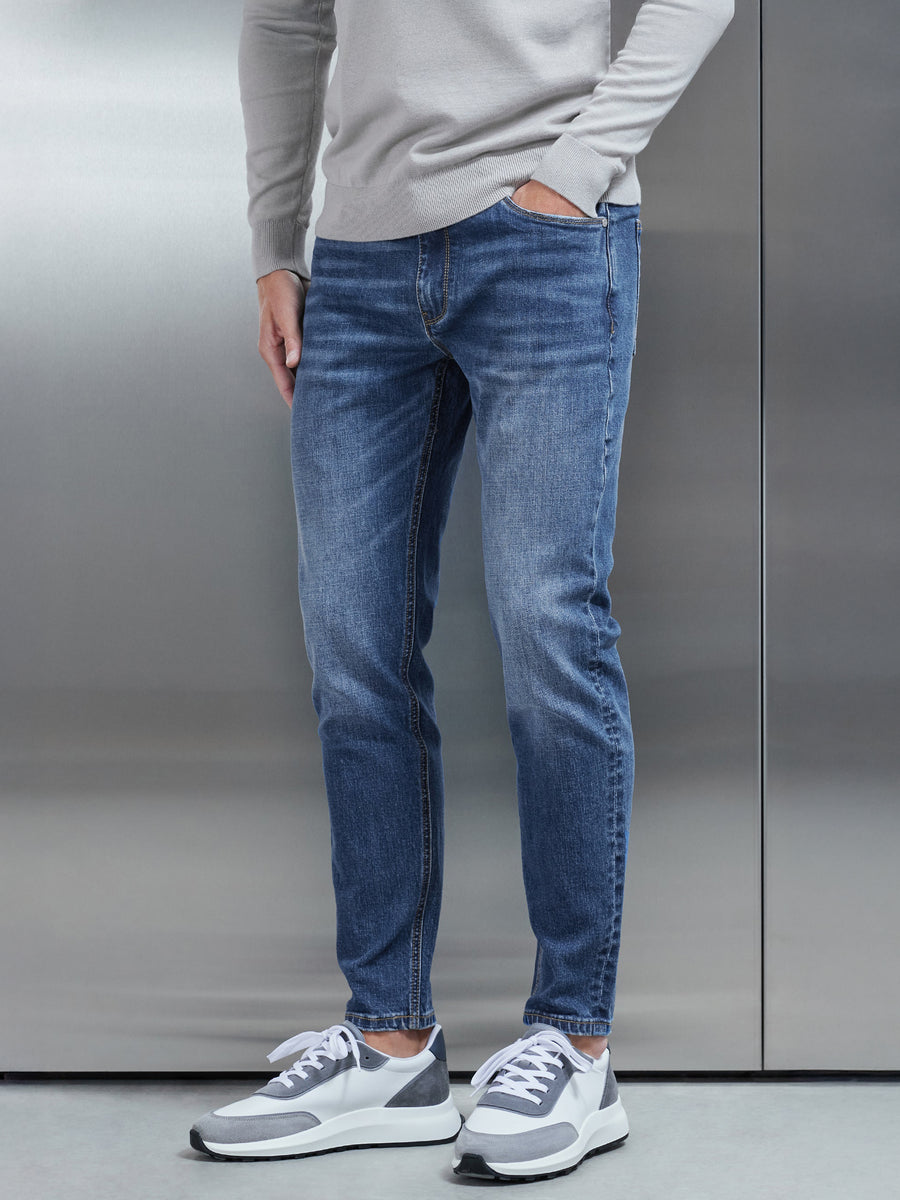 Slim Fit Denim Jeans in Mid Blue