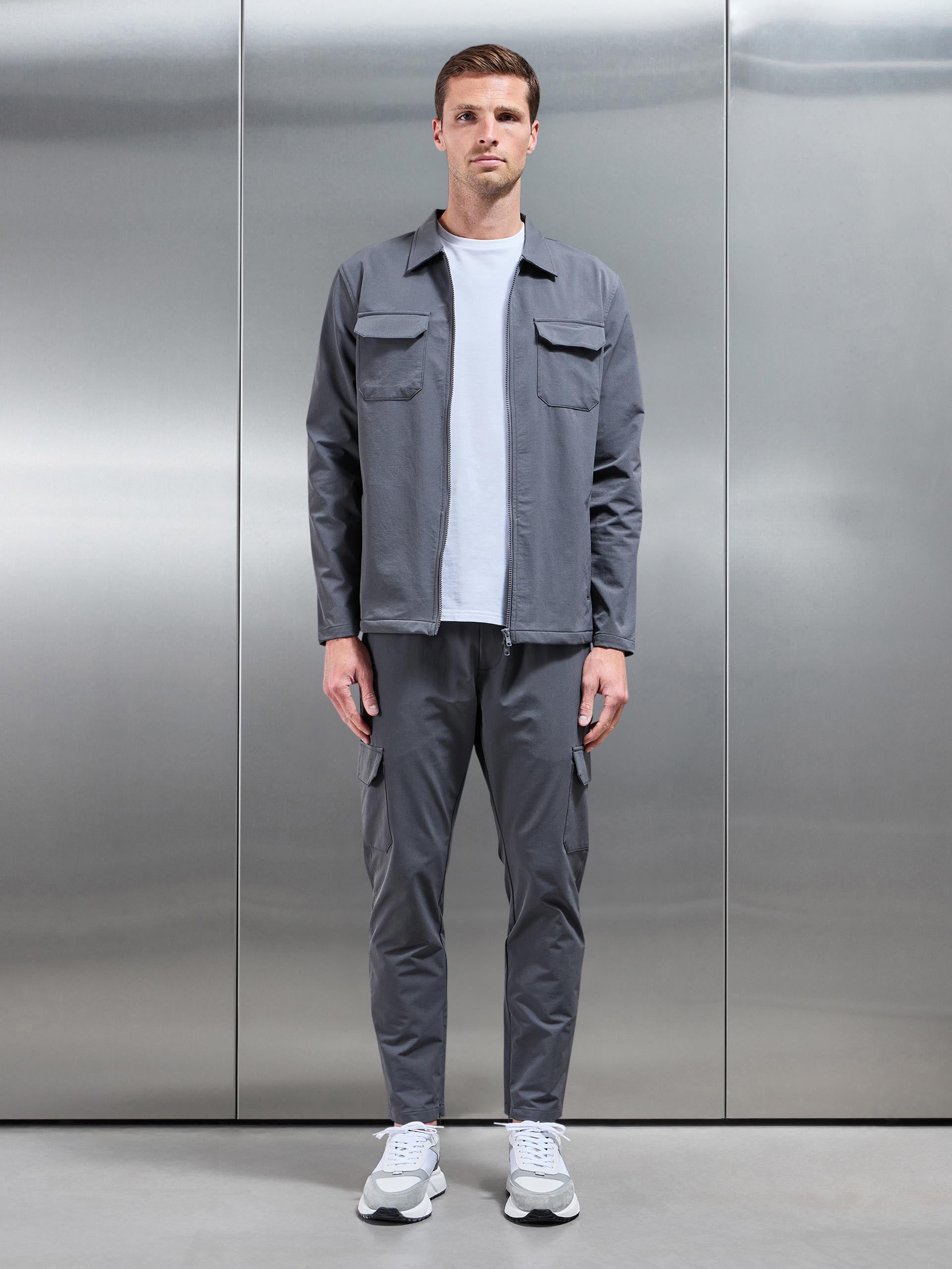 Cargo Zip Through Jacket in Grey