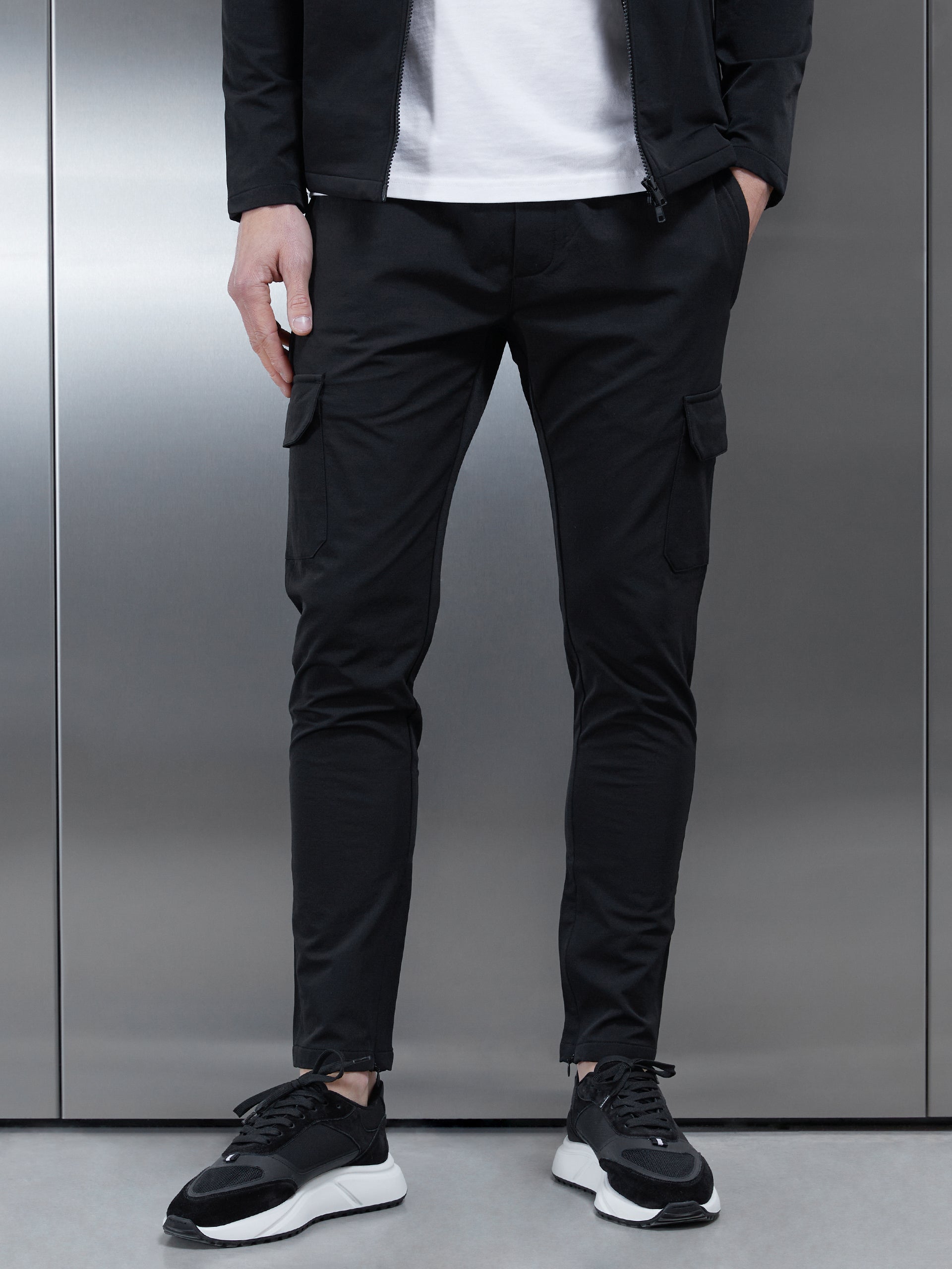 Cargo Trousers With Elasticated Cuff In Black only $25.00 from – Aesthetic  Noir