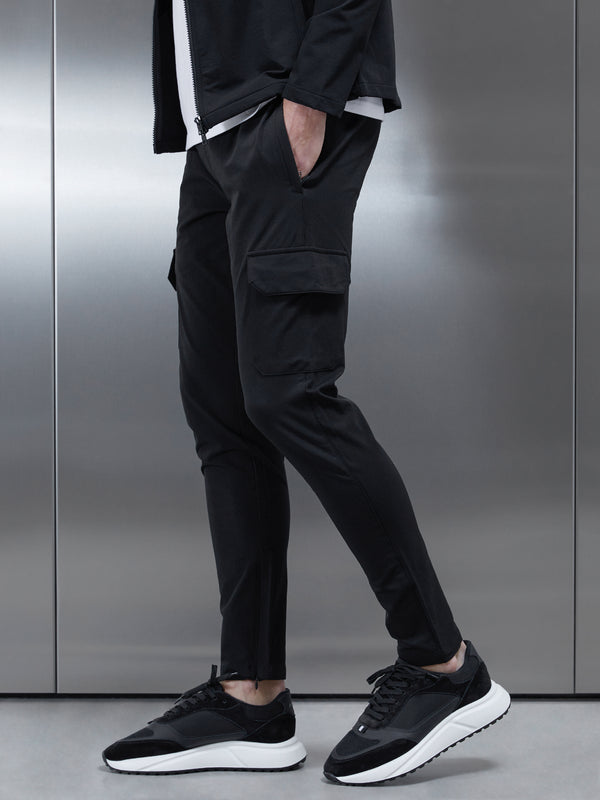 Buy online Black Color Block Ankle Length Track Pant from bottom