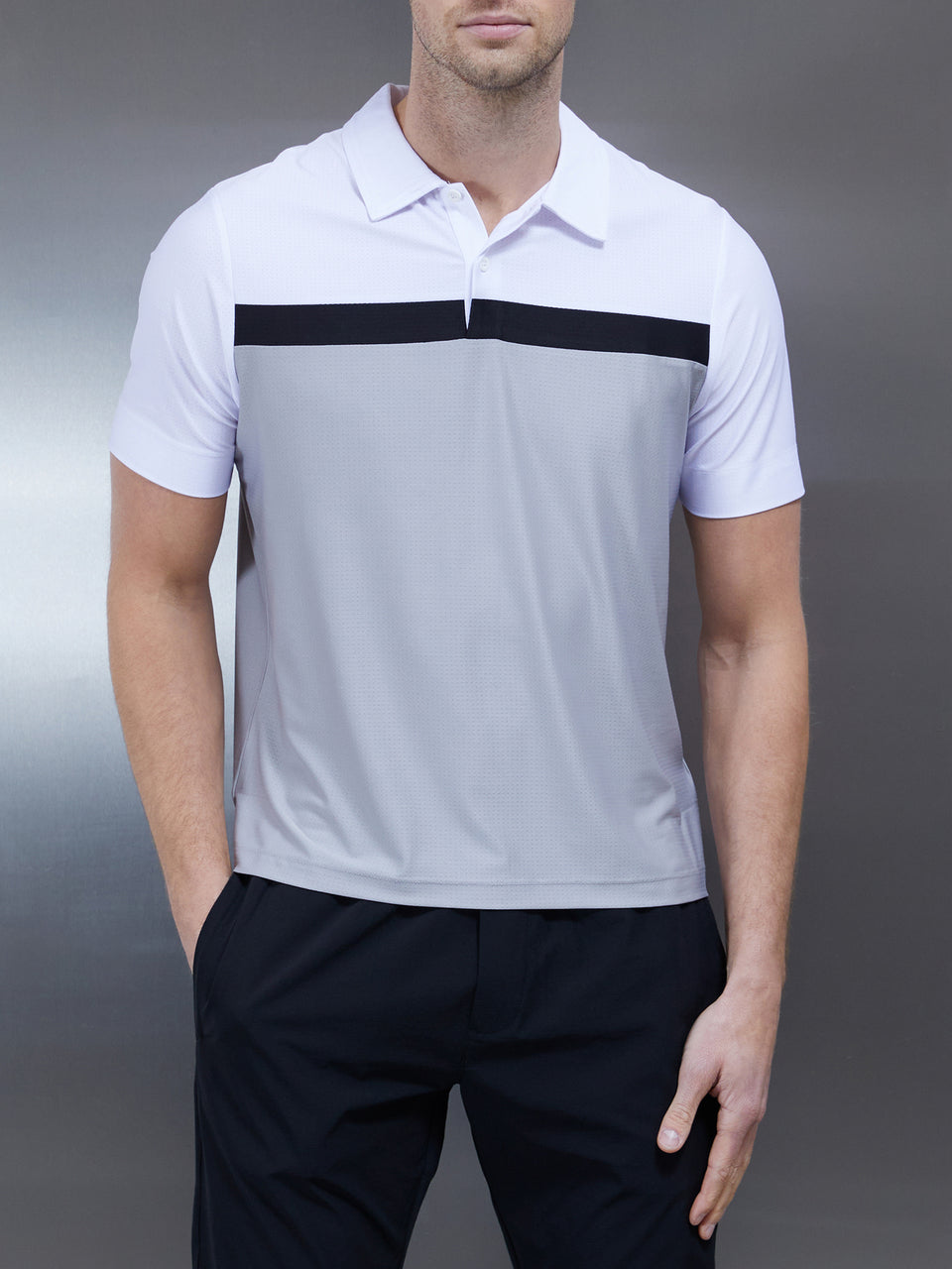 Golf Colour Block Polo Shirt in White