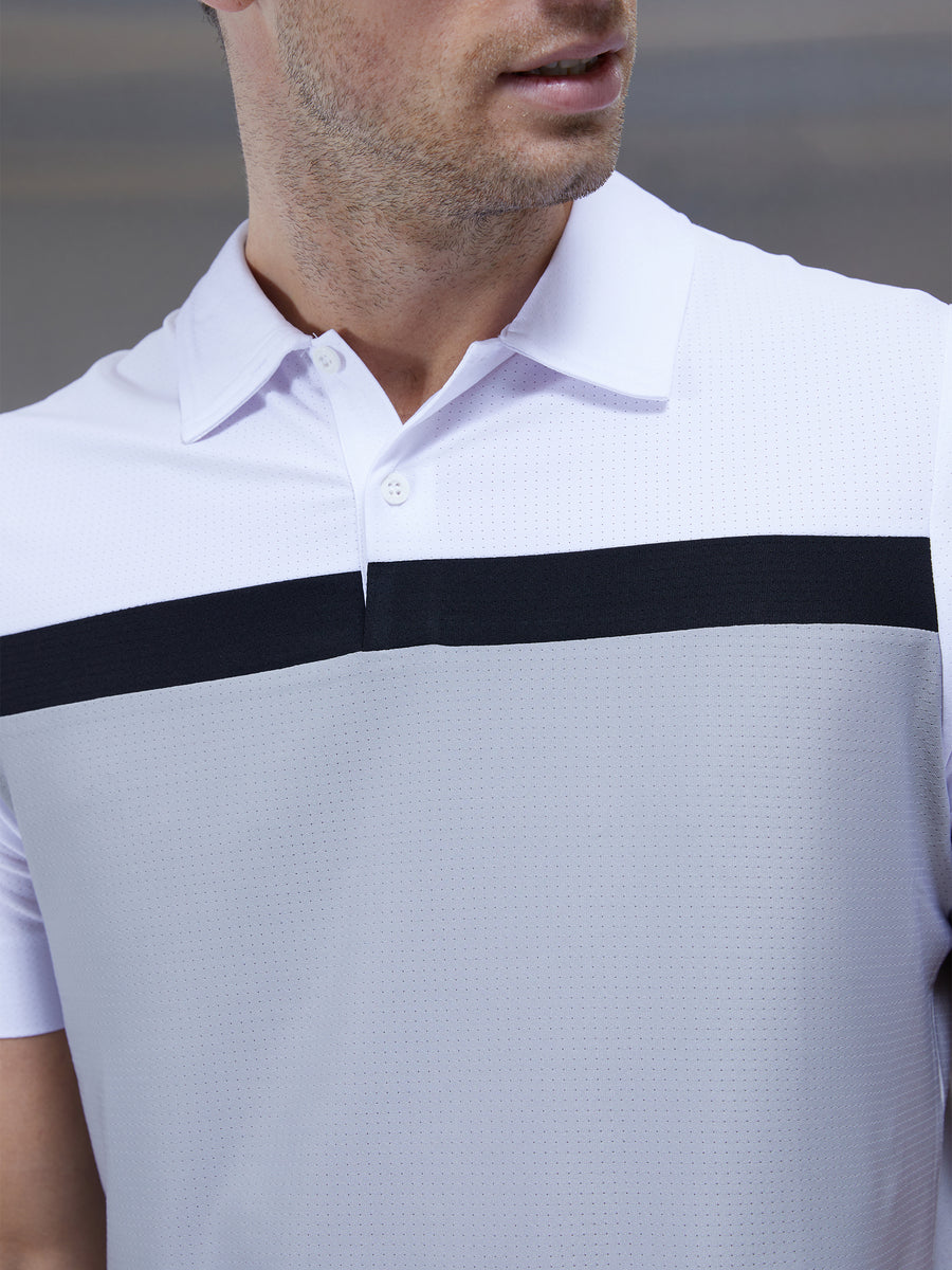 Golf Colour Block Polo Shirt in White