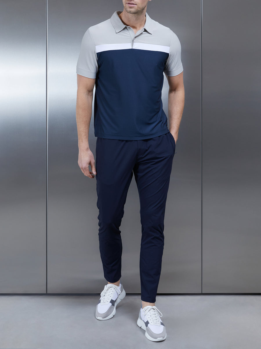 Golf Colour Block Polo Shirt in Navy