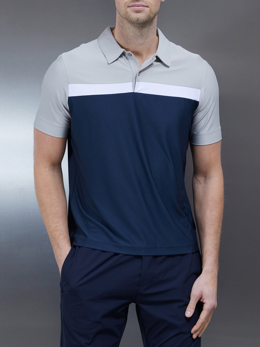 Golf Colour Block Polo Shirt in Navy