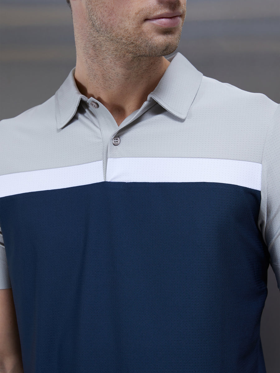 Golf Colour Block Polo Shirt in Navy