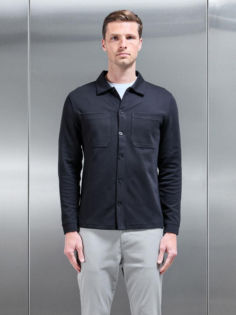 Cotton Jersey Overshirt in Black
