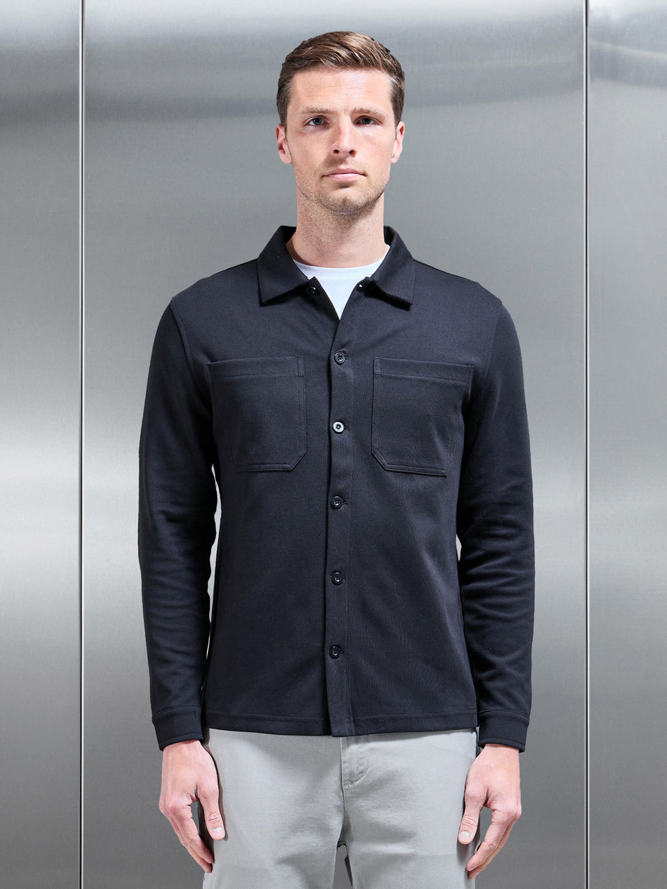 Cotton Jersey Overshirt in Black