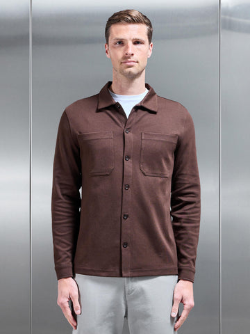 Cotton Jersey Overshirt in Brown