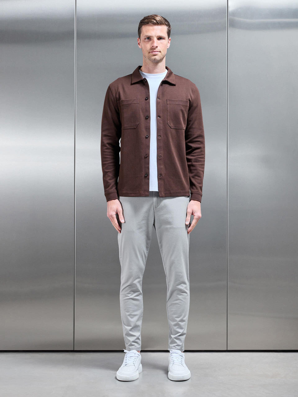 Cotton Jersey Overshirt in Brown