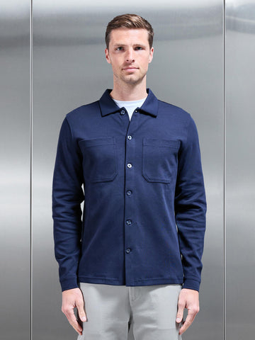 Cotton Jersey Overshirt in Navy