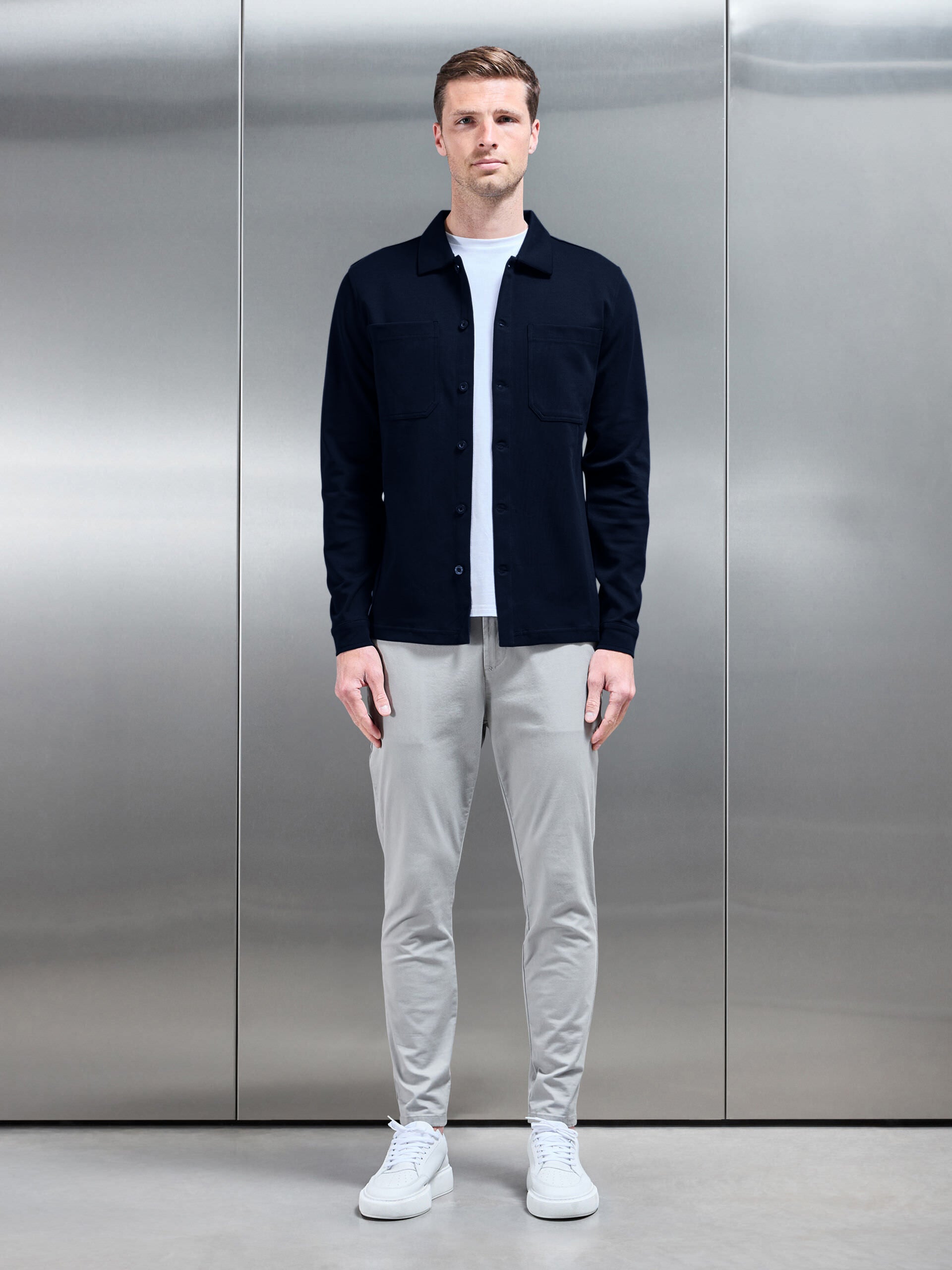 Cotton Jersey Overshirt in Navy