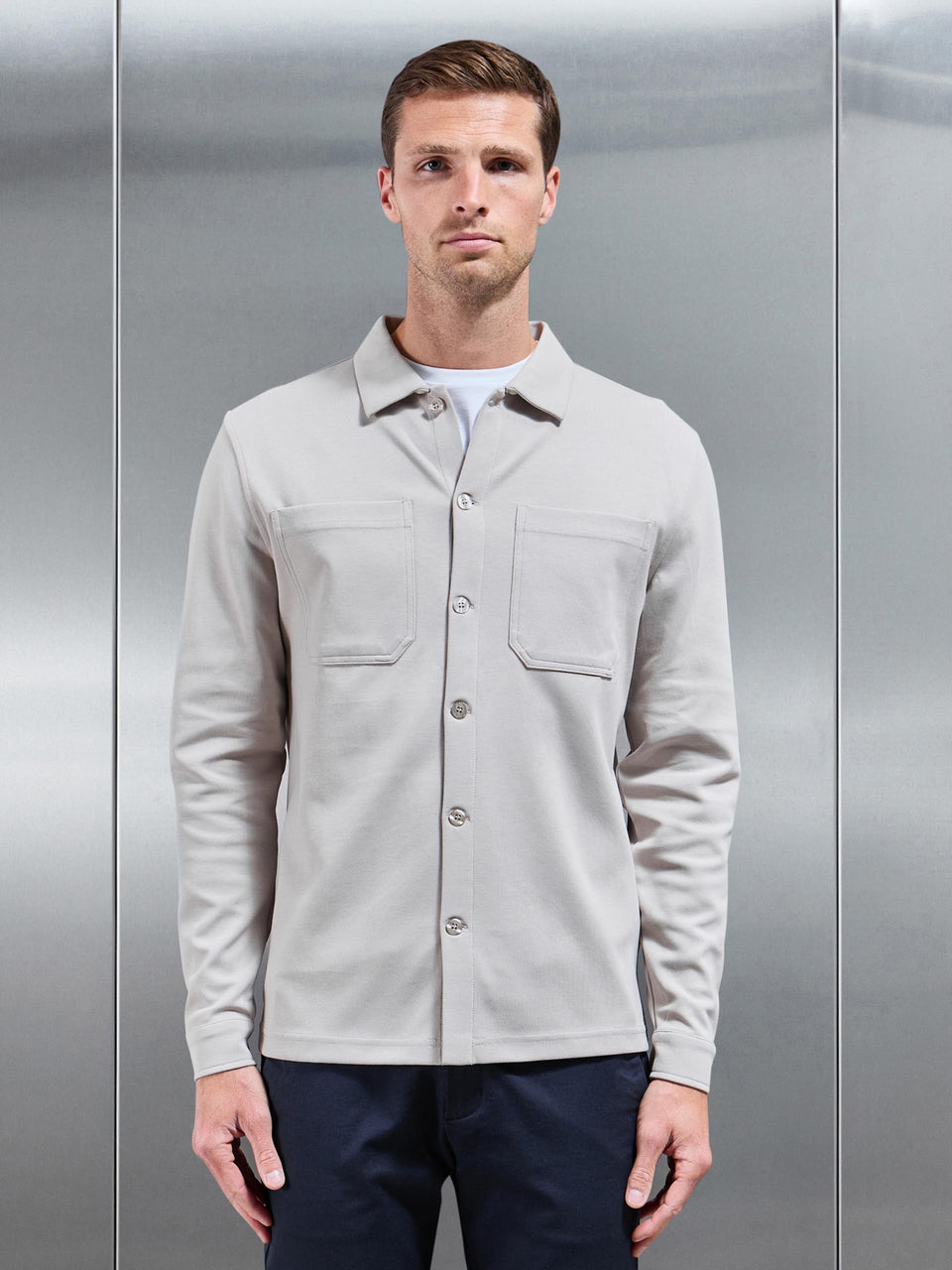 Cotton Jersey Overshirt in Stone