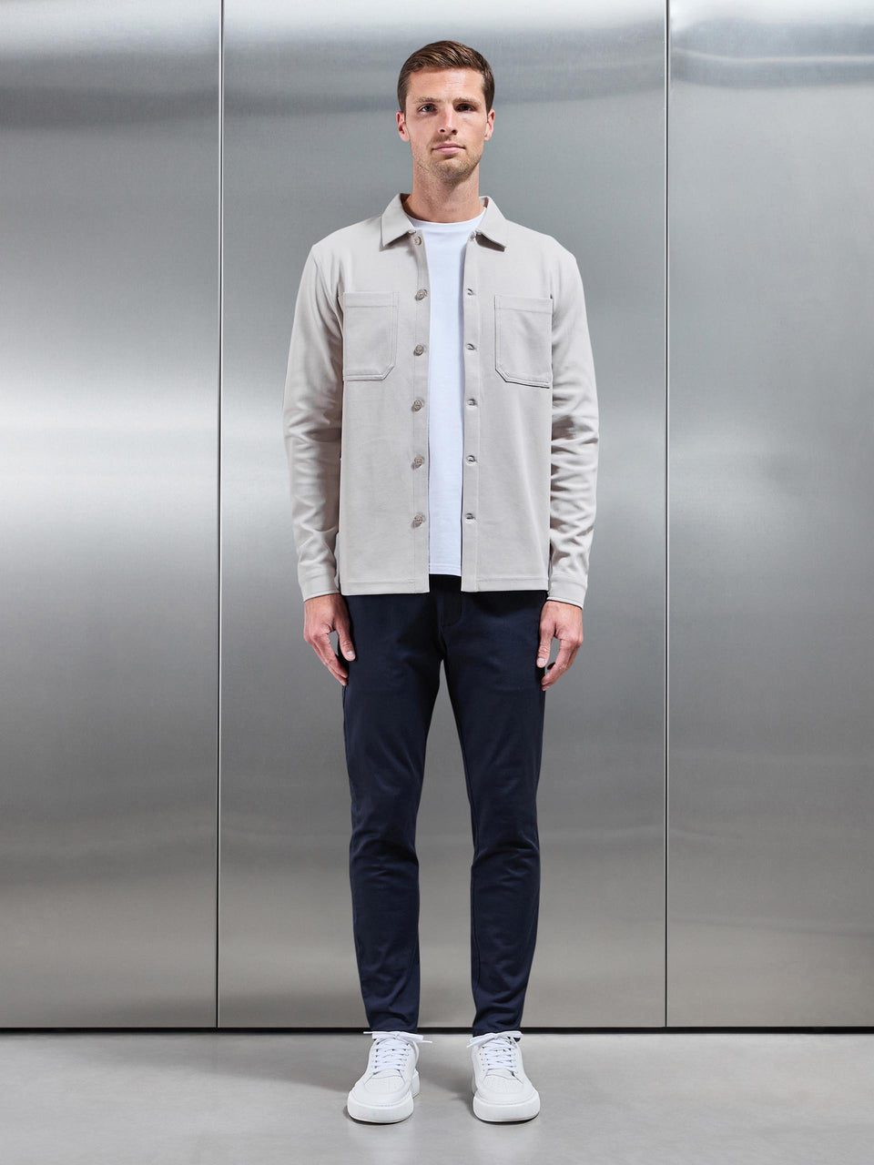 Cotton Jersey Overshirt in Stone