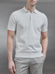 Cotton Knitted Button Polo Shirt in White