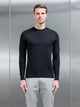 Cotton Knitted Crew Neck Sweatshirt in Black