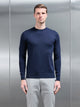 Cotton Knitted Crew Neck Sweatshirt in Navy