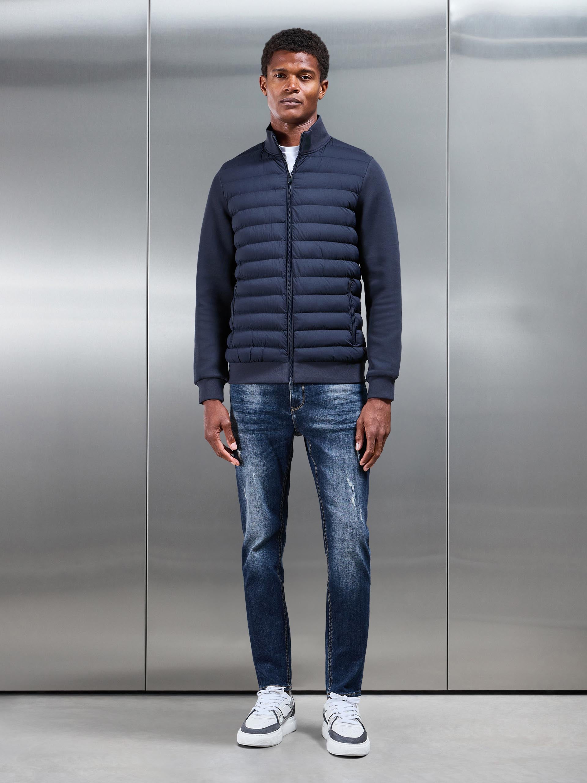 Distressed Denim Jeans in Dark Wash