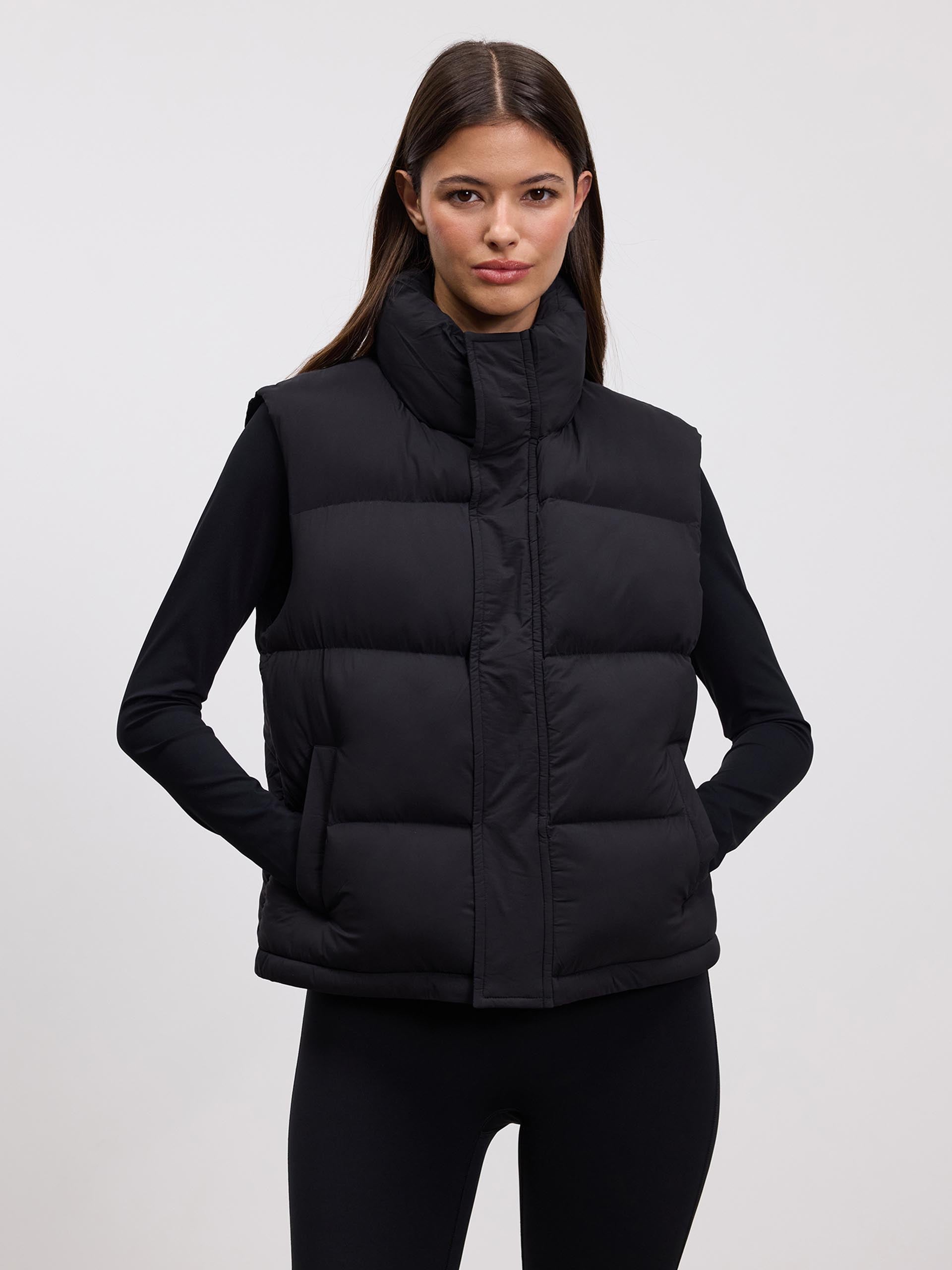 Womens Puffer Gilet in Black