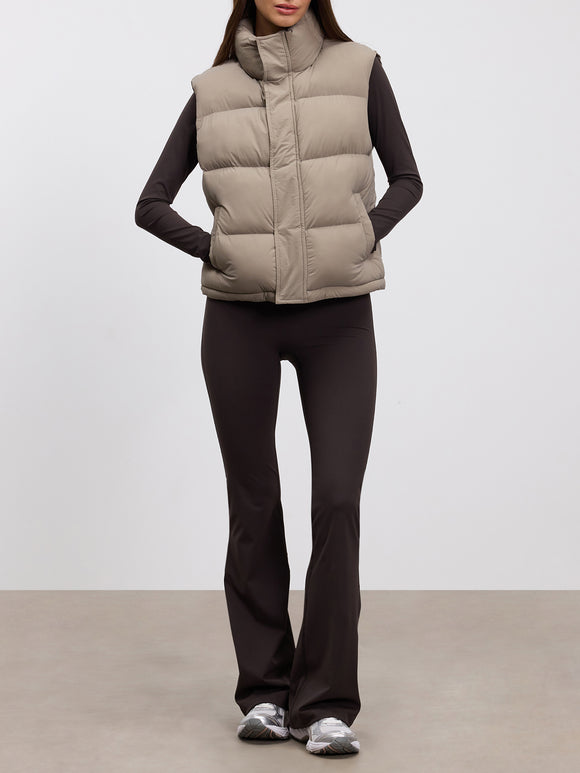 Womens Puffer Gilet in Stone