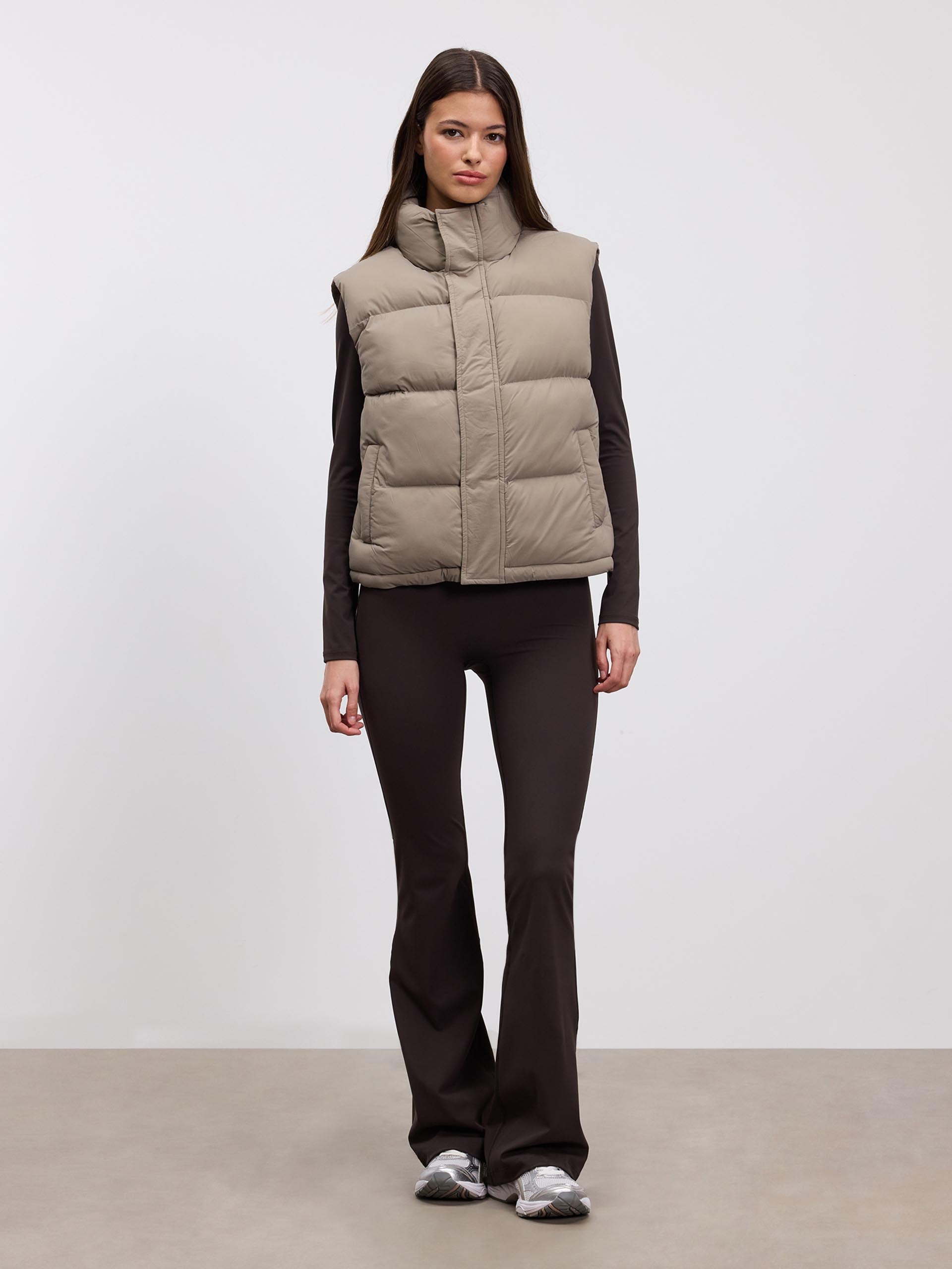 Womens Puffer Gilet in Stone
