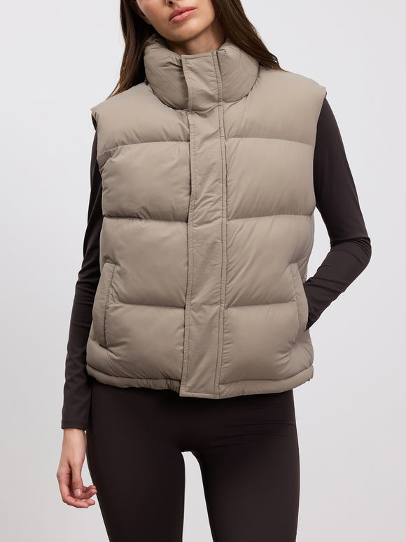 Womens Puffer Gilet in Stone