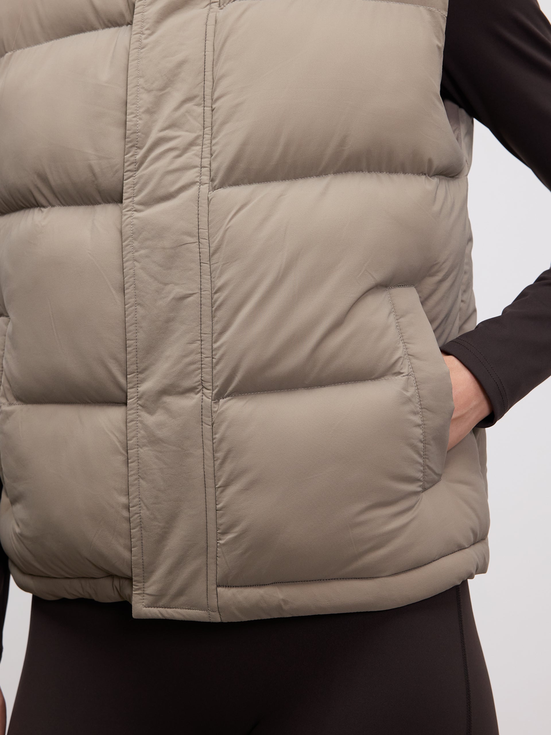 Womens Puffer Gilet in Stone