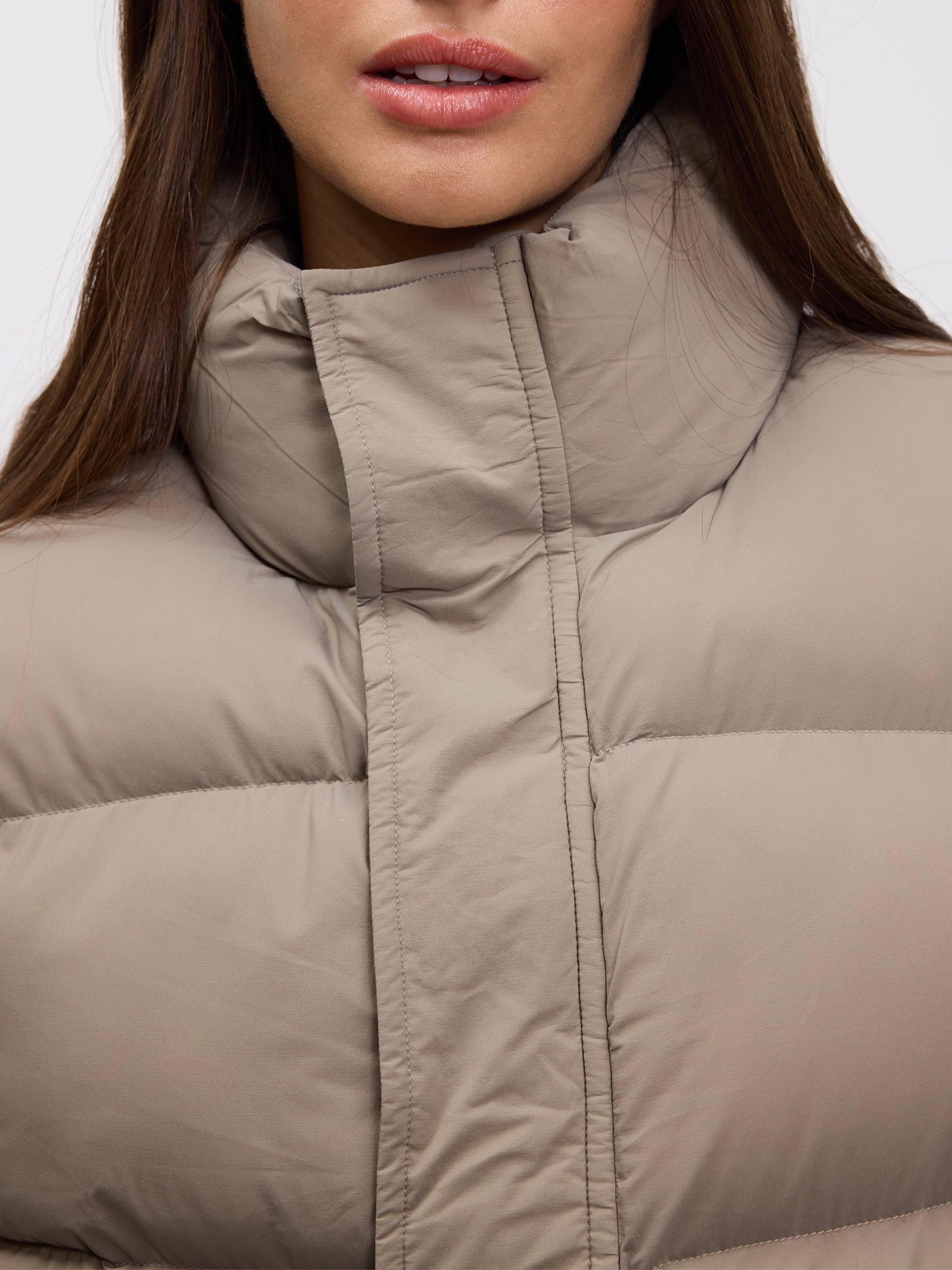 Womens Puffer Gilet in Stone