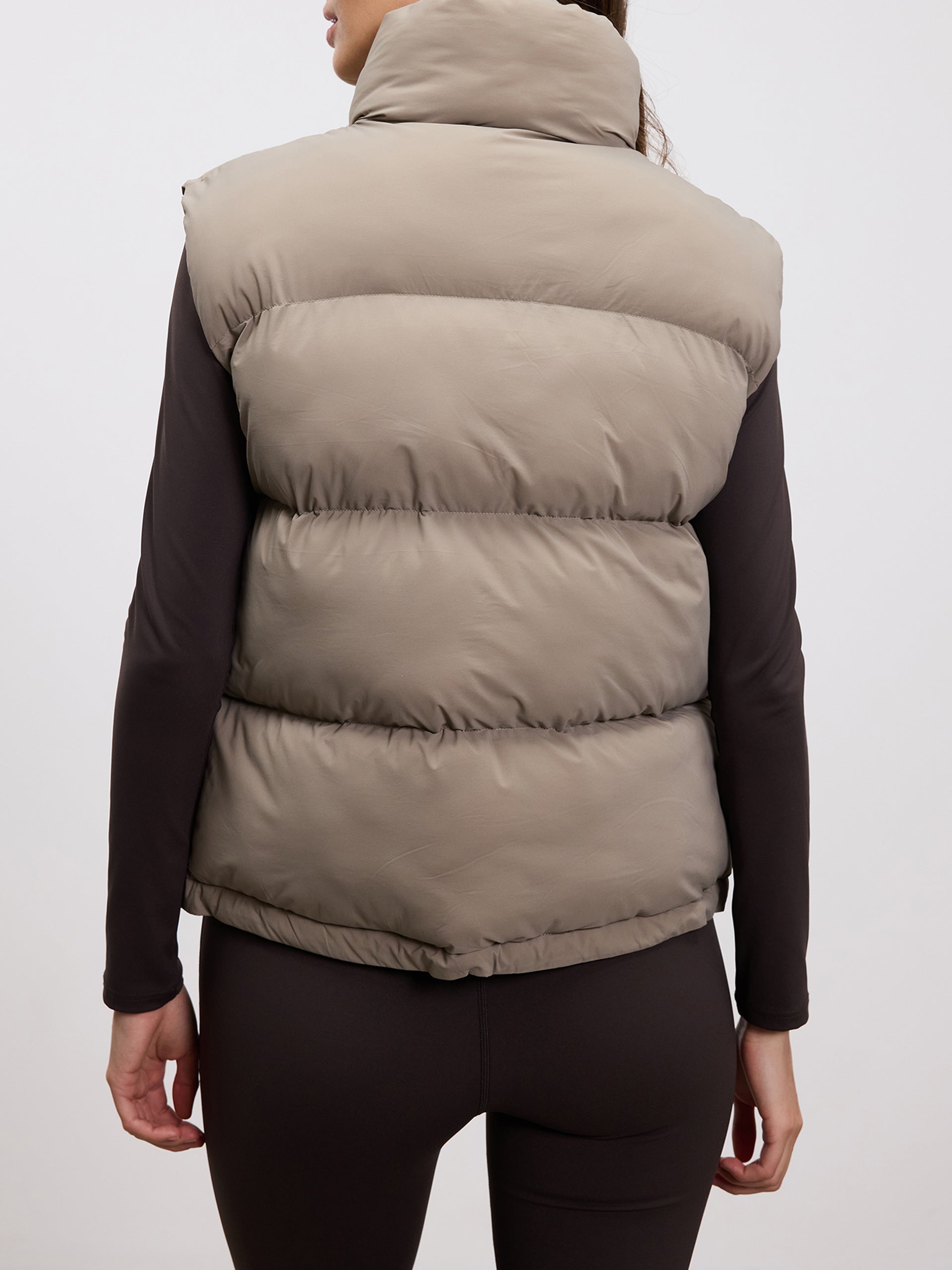 Womens Puffer Gilet in Stone