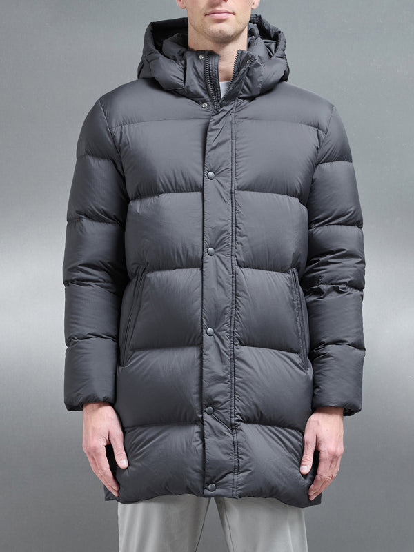 Goose Down Mid Length Jacket in Grey