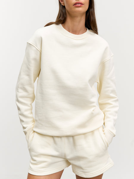 Womens Relaxed Jersey Sweatshirt in Ecru