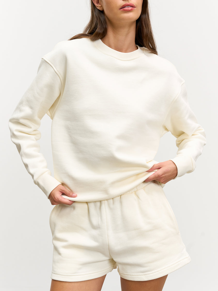 Womens Relaxed Jersey Sweatshirt in Ecru