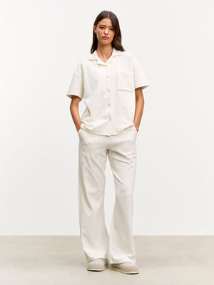 Womens Towelling Trouser in Ecru