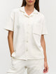 Womens Towelling Revere Collar Shirt in Ecru