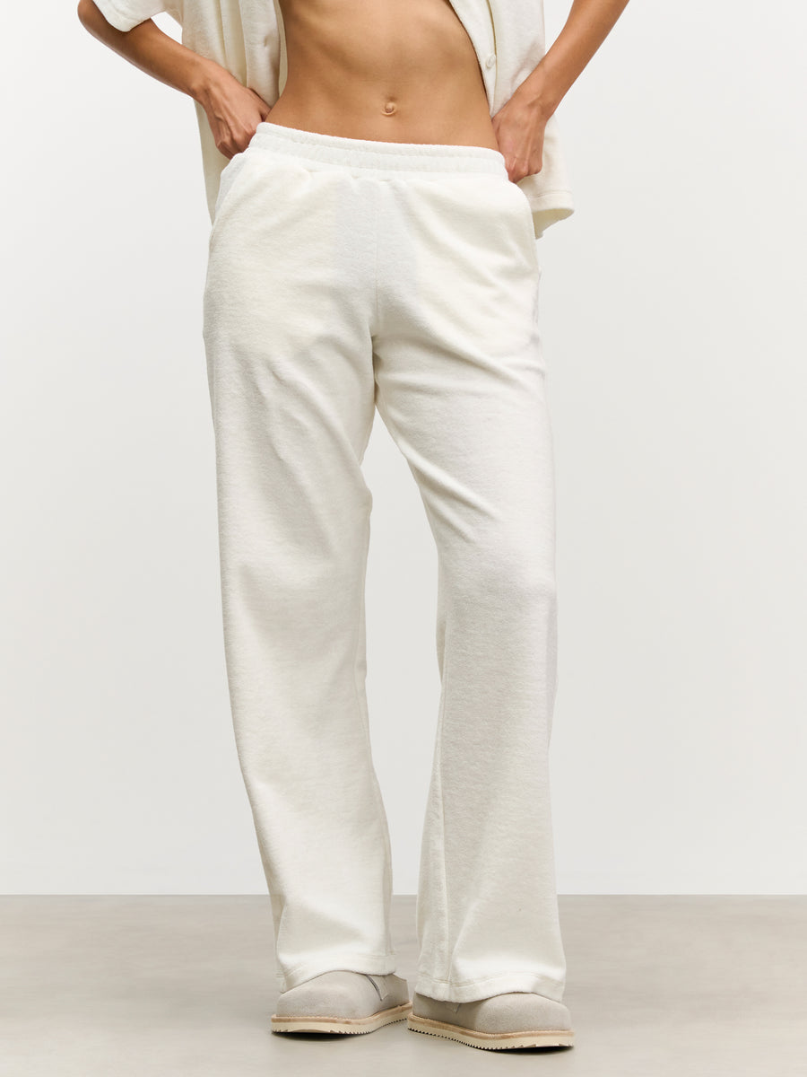 Womens Towelling Trouser in Ecru