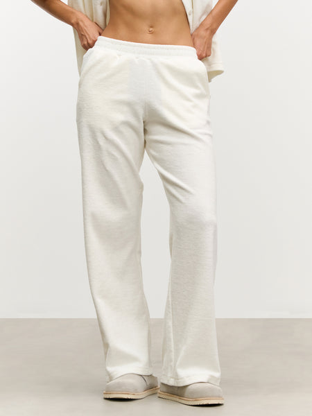 Womens Towelling Trouser in Ecru