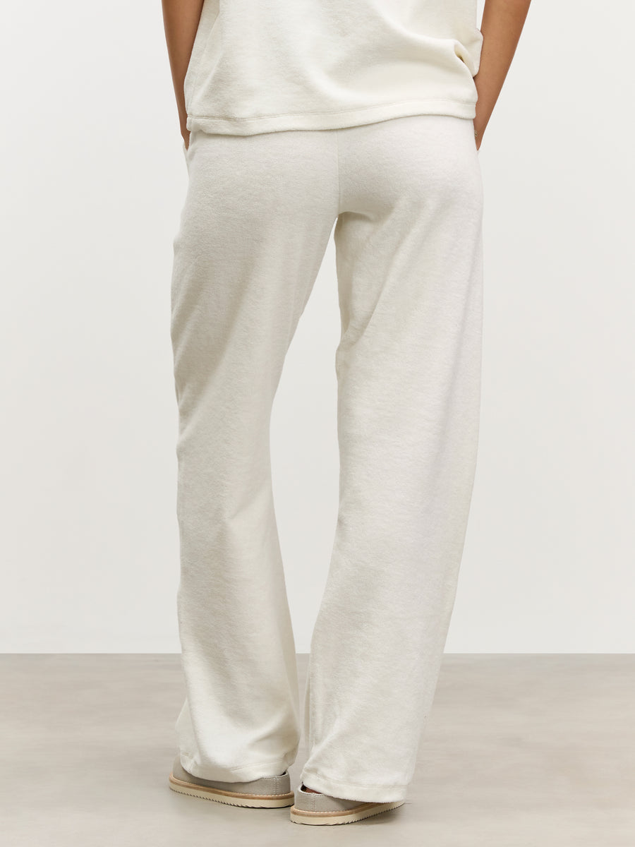 Womens Towelling Trouser in Ecru