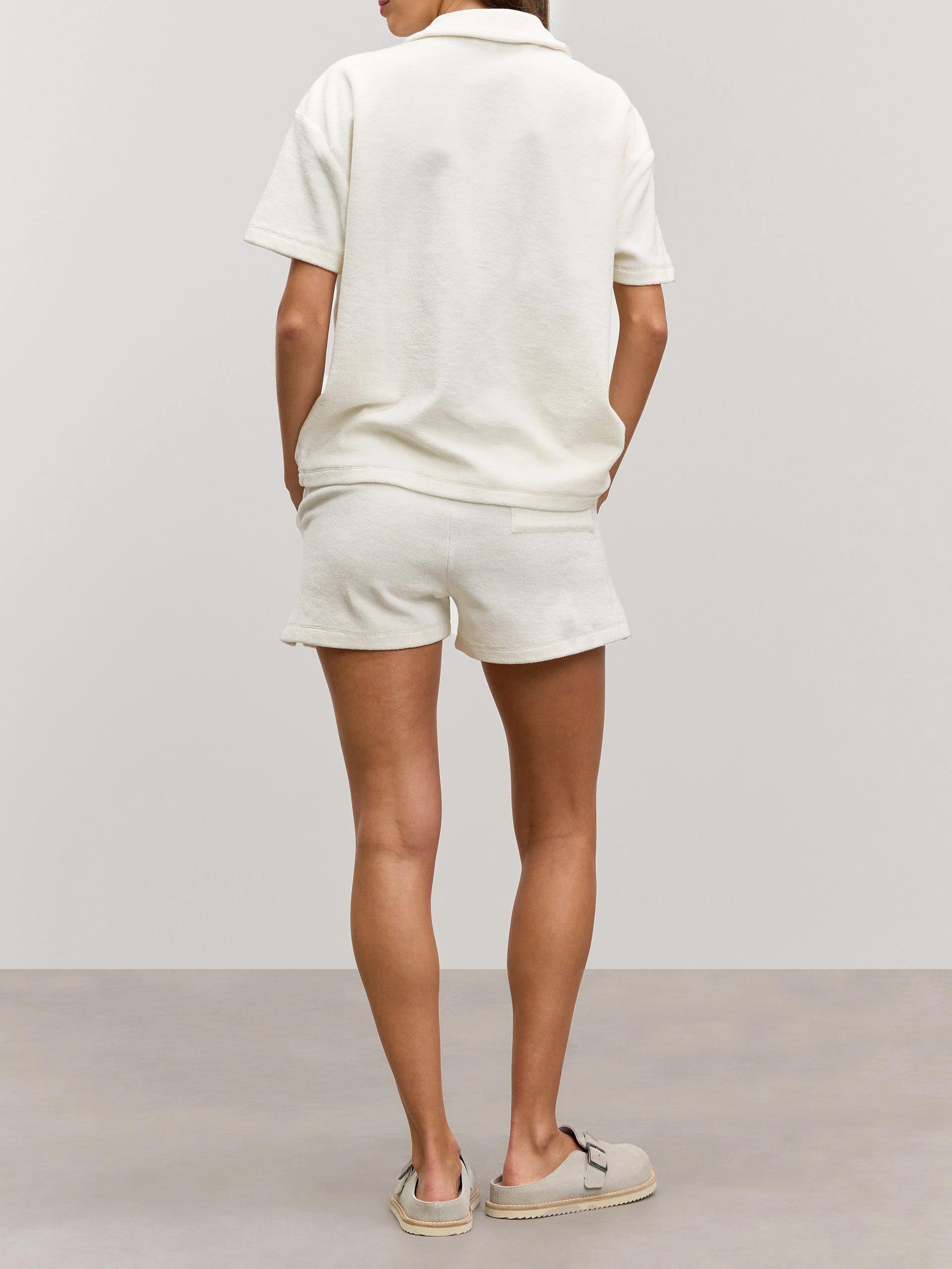 Womens Towelling Short in Ecru