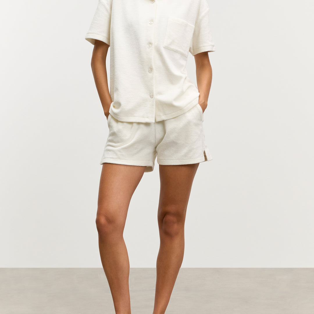 Womens Towelling Short in Ecru