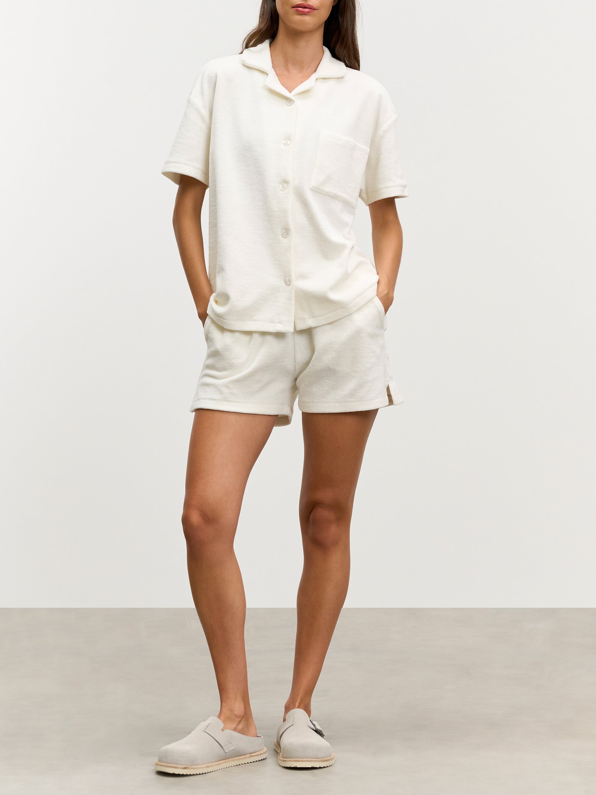 Womens Towelling Short in Ecru