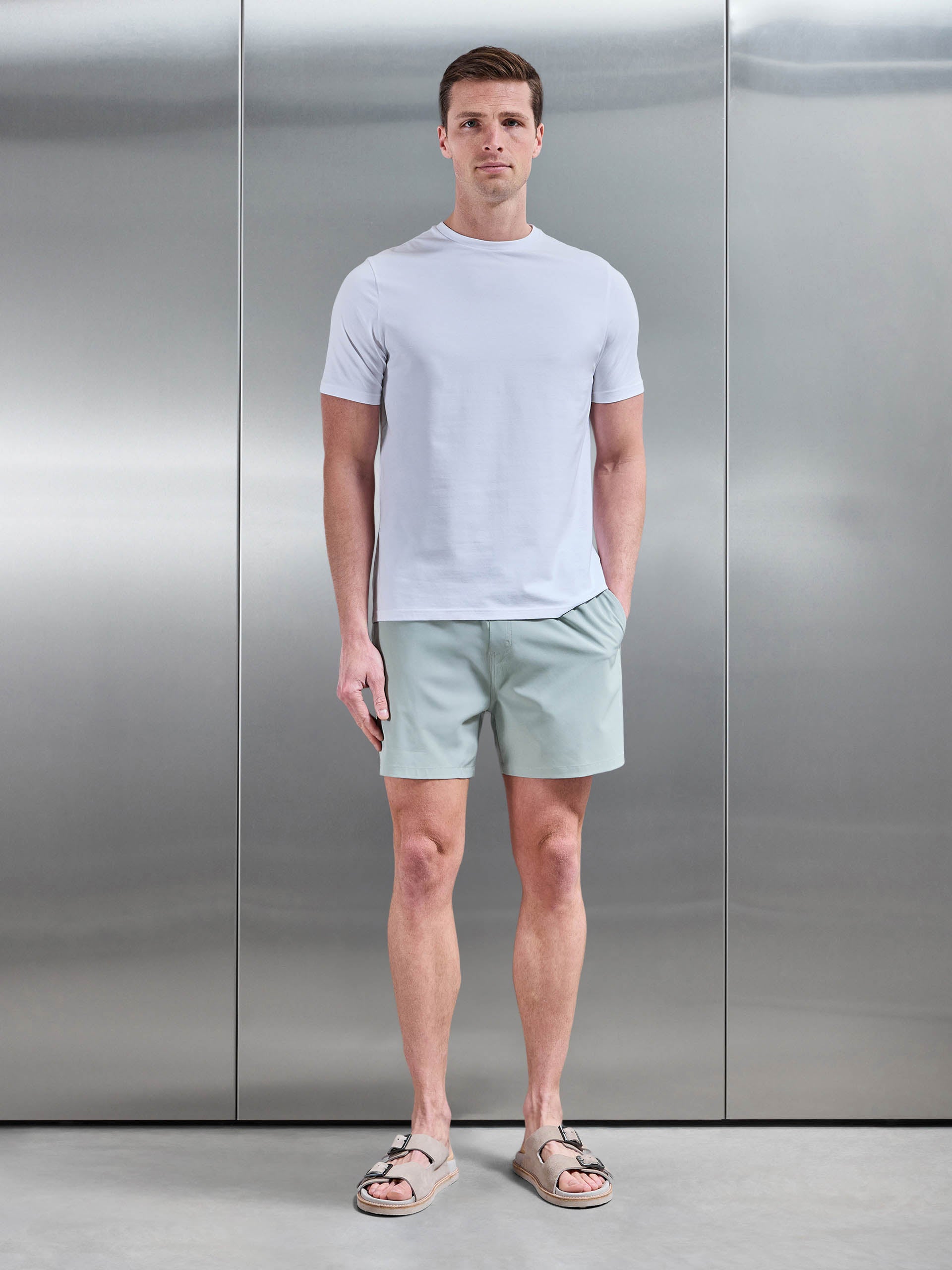 Essential Drawstring Swim Short in Light Sage